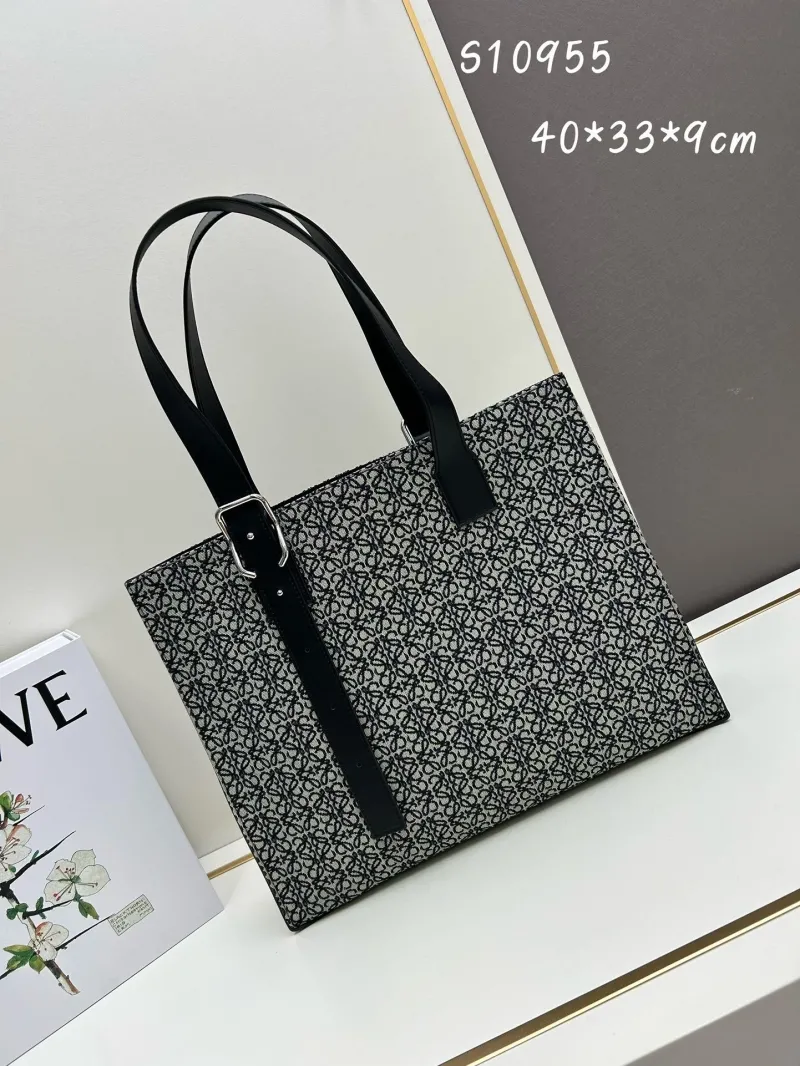 Loewe Black Gray Anagram Tote Bag S10955