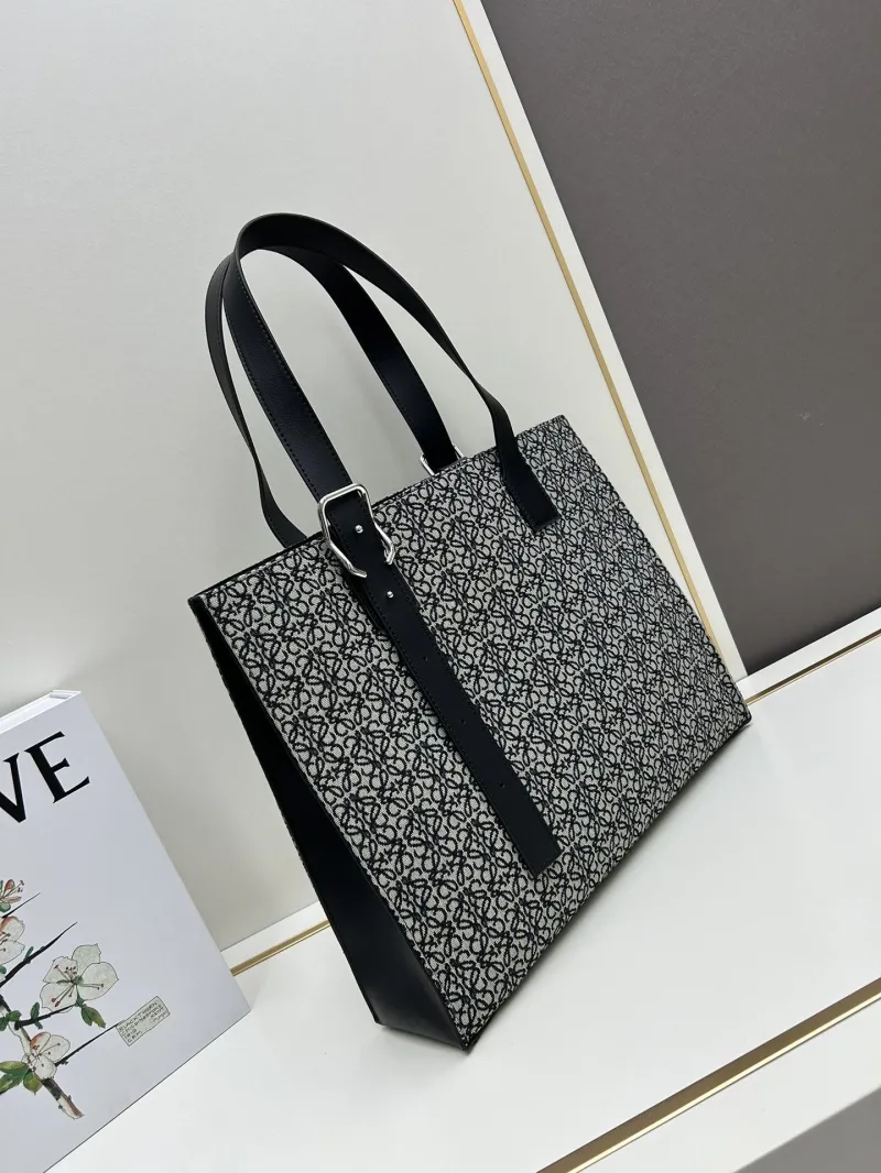 Alternative view of Loewe Black Gray Anagram Tote Bag S10955