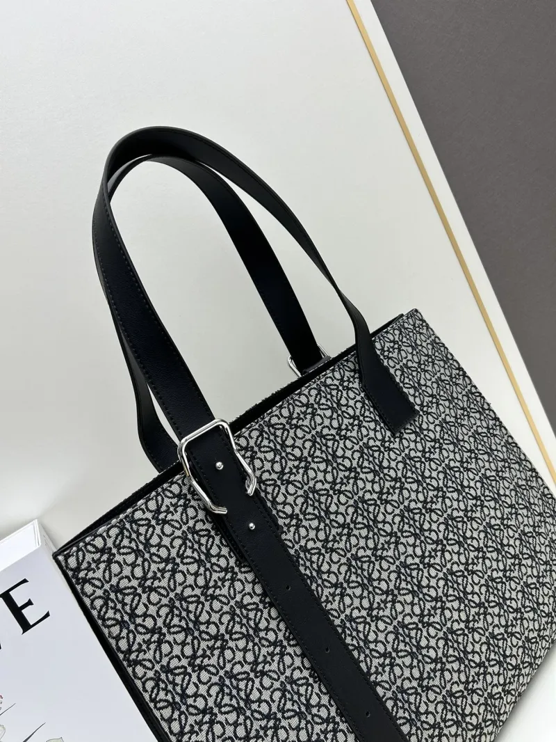 Loewe Black Gray Anagram Tote Bag S10955 - Image 3