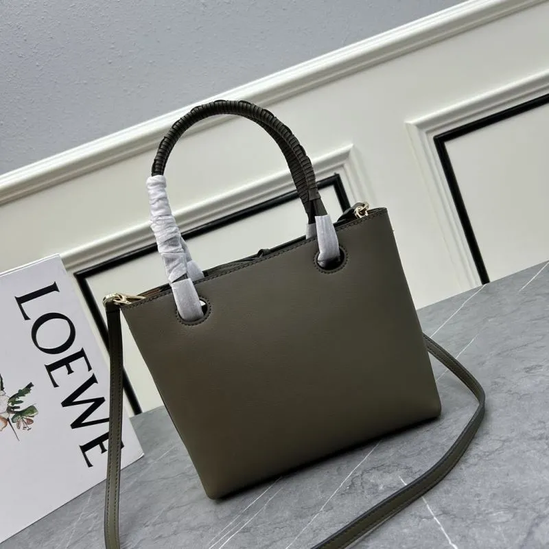 Loewe 652152 Small Olive Leather Tote Bag - Image 3