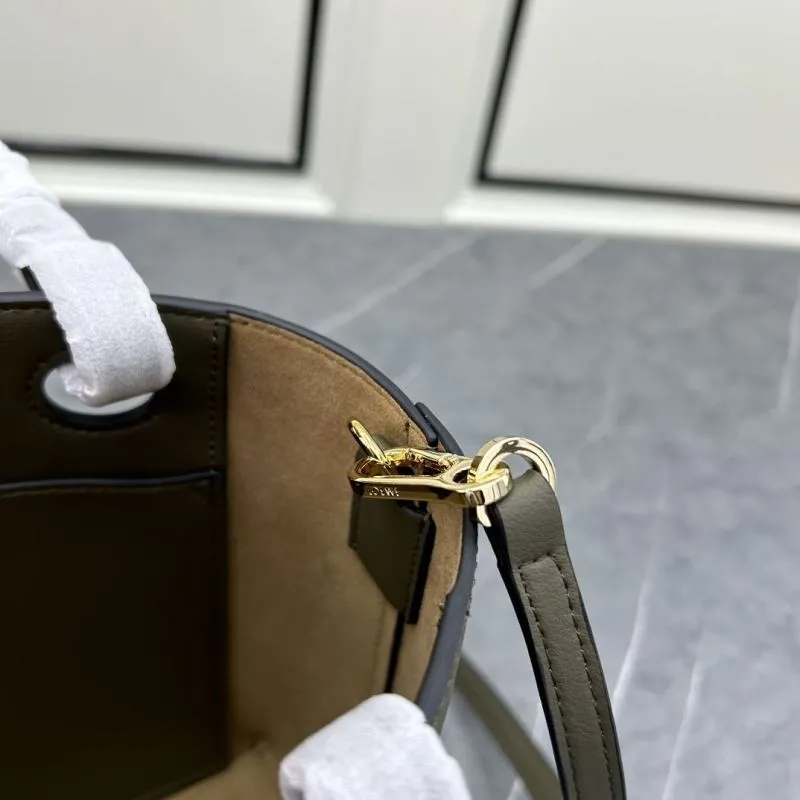 Loewe 652152 Small Olive Leather Tote Bag - Image 8
