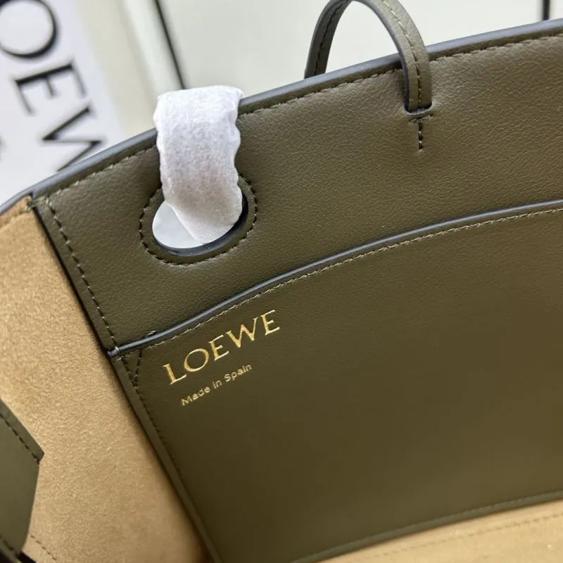 Loewe 652152 Small Olive Leather Tote Bag - Image 9