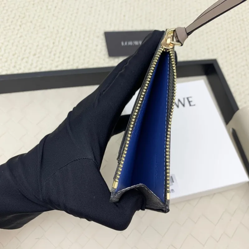 LOEWE L1118 Gray Blue Zip Card Holder Wallet - Image 4