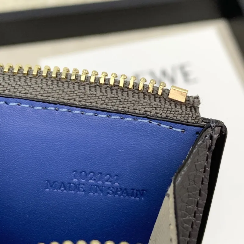 LOEWE L1118 Gray Blue Zip Card Holder Wallet - Image 5