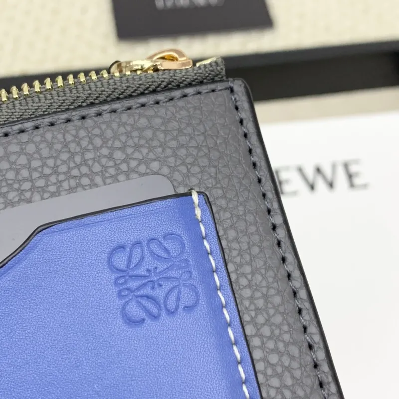 LOEWE L1118 Gray Blue Zip Card Holder Wallet - Image 6