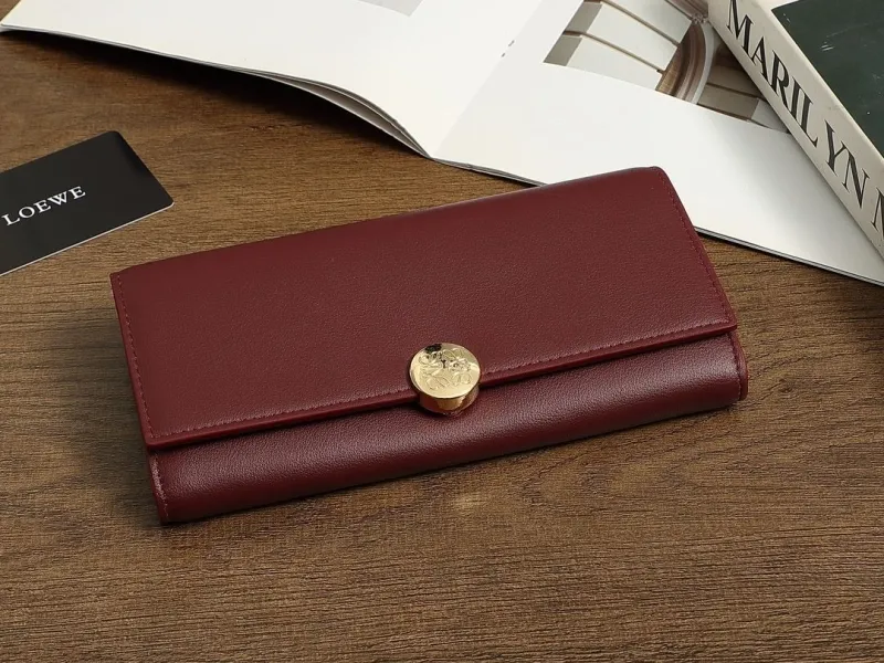 LOEWE Burgundy Leather Long Wallet 120