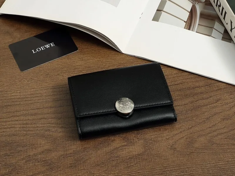 LOEWE Black Leather Trifold Wallet