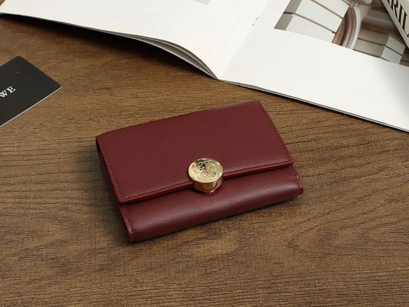 LOEWE Burgundy Leather Trifold Wallet