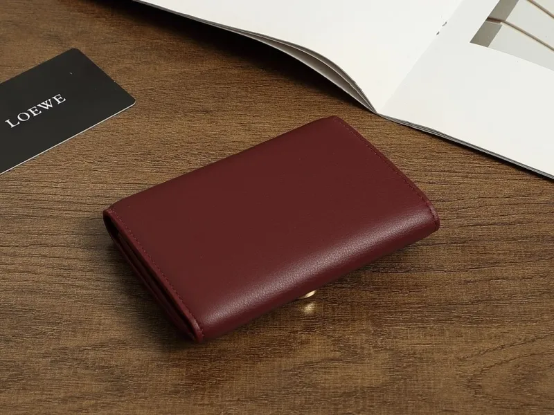 Alternative view of LOEWE Burgundy Leather Trifold Wallet