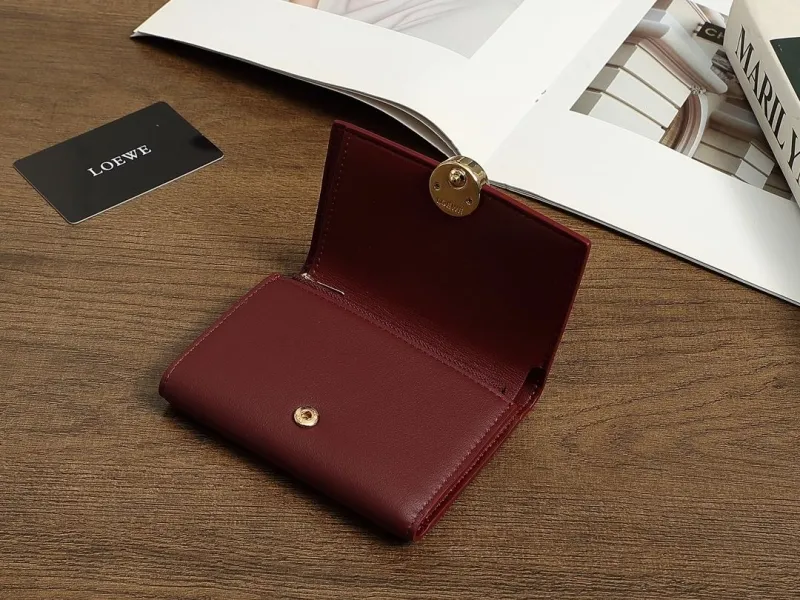 LOEWE Burgundy Leather Trifold Wallet - Image 5