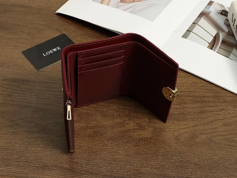LOEWE Burgundy Leather Trifold Wallet - Image 6