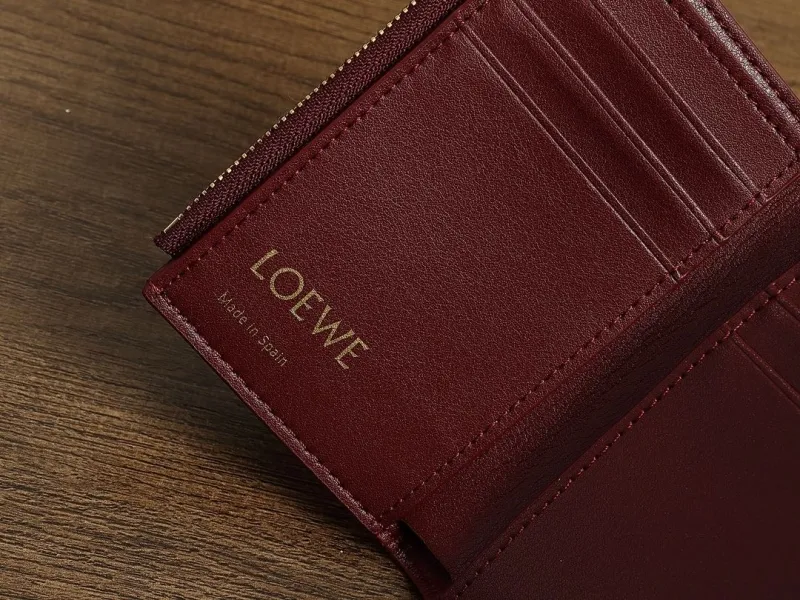 LOEWE Burgundy Leather Trifold Wallet - Image 9