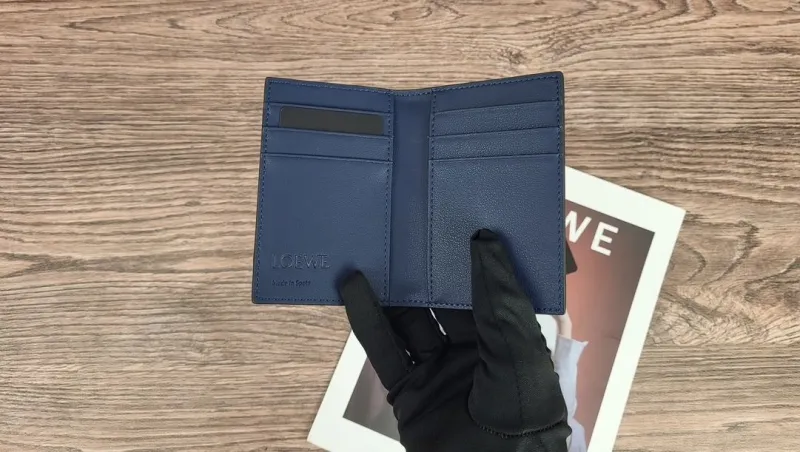 LOEWE Black Gray Navy Leather Wallet - Image 7