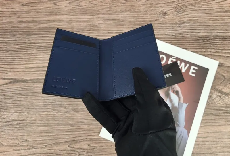 LOEWE Black Gray Navy Leather Wallet - Image 8