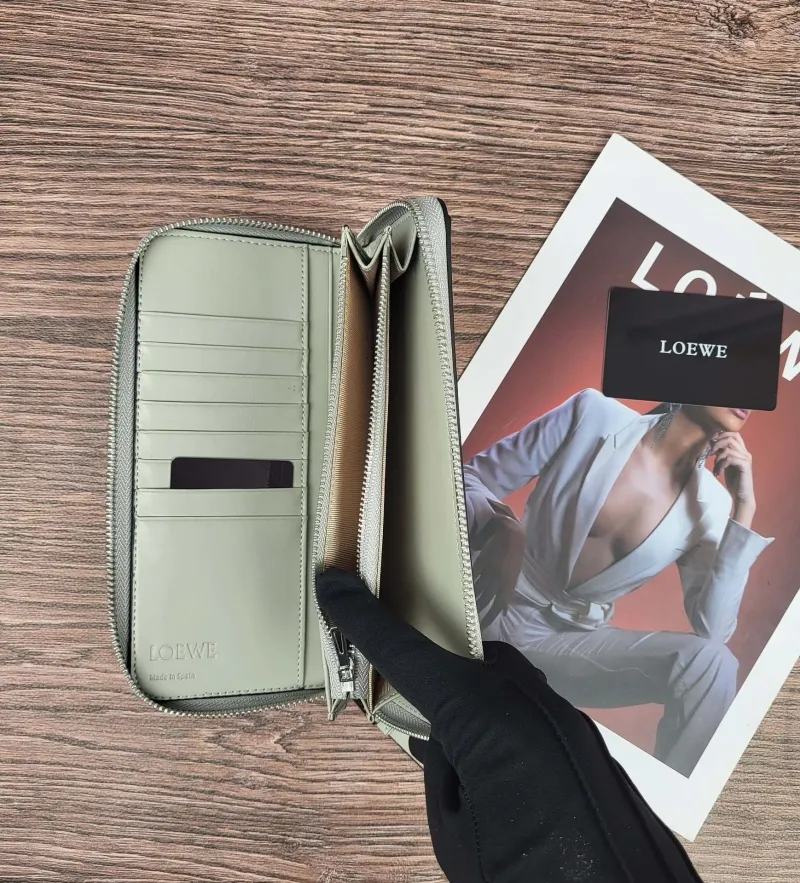 LOEWE Light Gray Zip Around Wallet 133 - Image 8