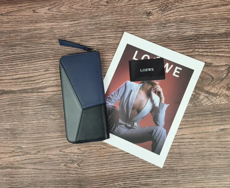 Alternative view of Loewe Navy Gray Black Zip Long Wallet