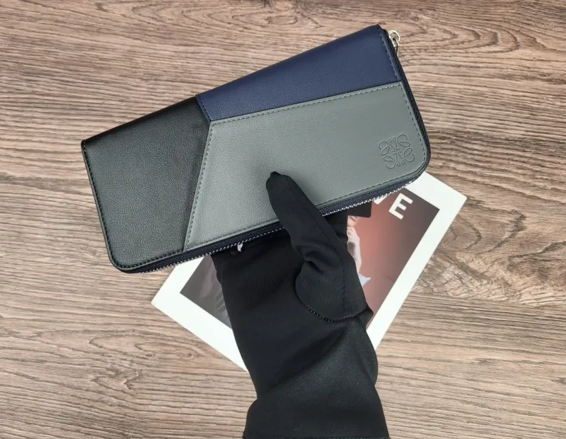 Loewe Navy Gray Black Zip Long Wallet - Image 3