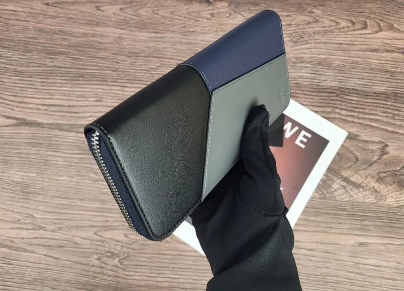 Loewe Navy Gray Black Zip Long Wallet - Image 4