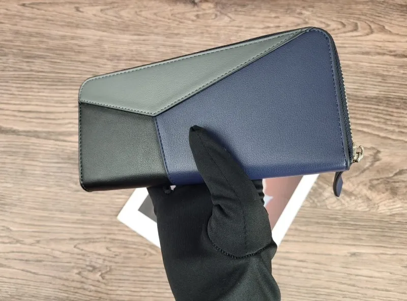 Loewe Navy Gray Black Zip Long Wallet - Image 5