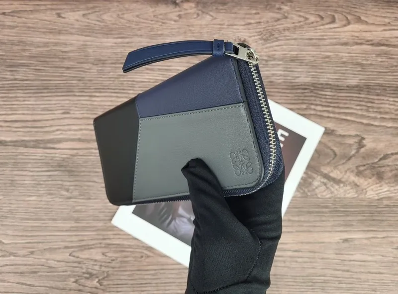 Loewe Navy Gray Black Zip Long Wallet - Image 6