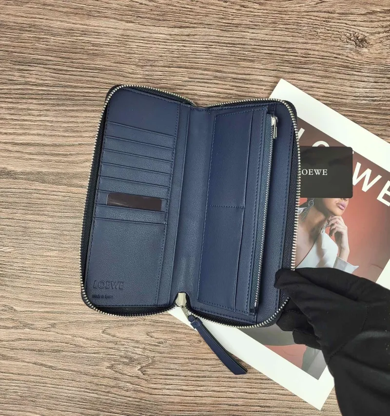 Loewe Navy Gray Black Zip Long Wallet - Image 7