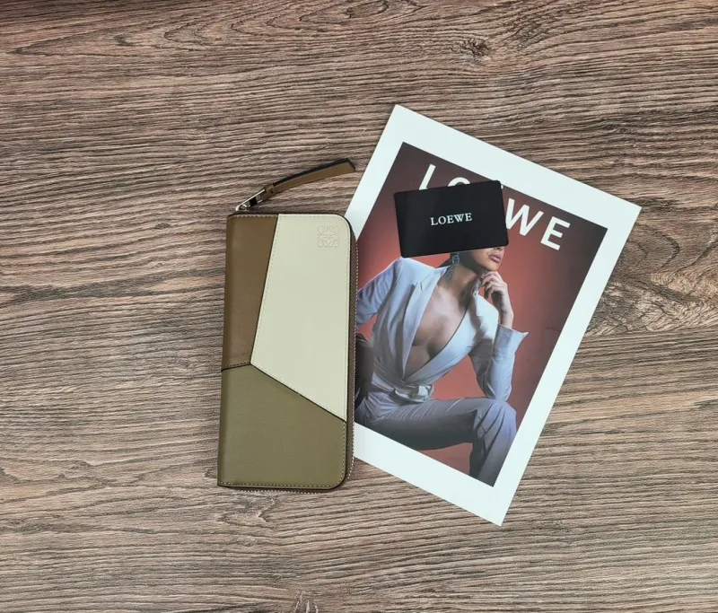 Loewe Brown Beige Zip Around Long Wallet SKU 135