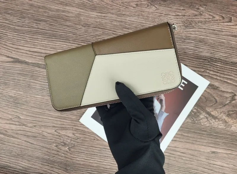 Loewe Brown Beige Zip Around Long Wallet SKU 135 - Image 3