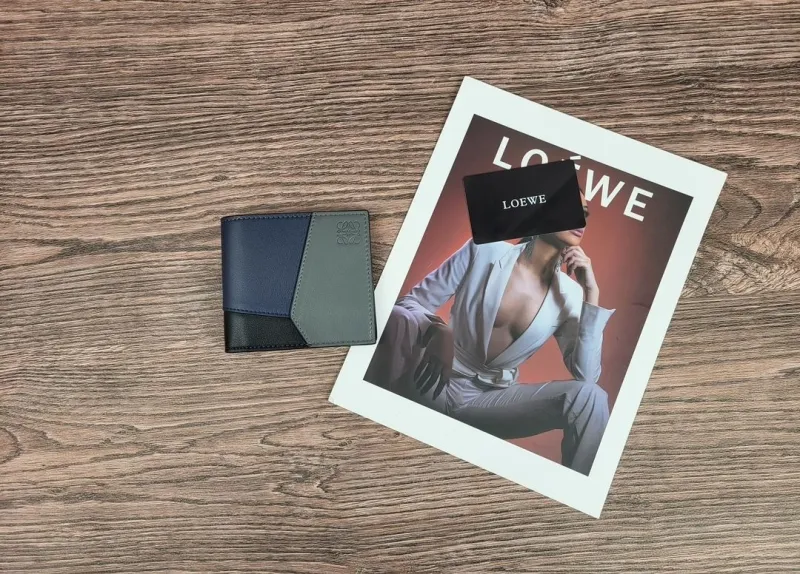 Loewe Bi-fold Leather Wallet Navy Gray Black