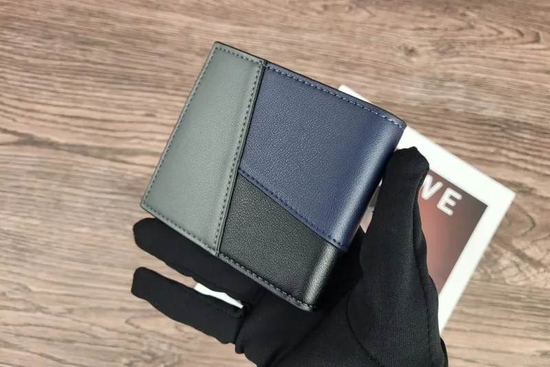 Loewe Bi-fold Leather Wallet Navy Gray Black - Image 5