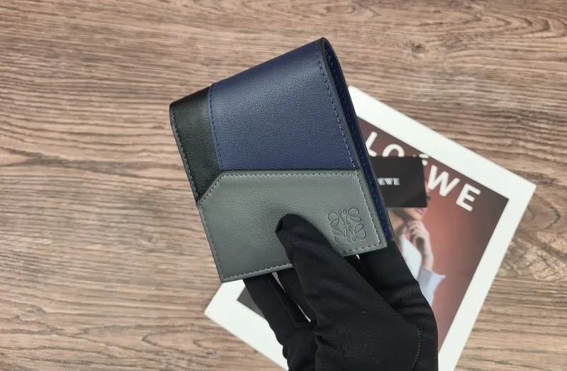 Loewe Bi-fold Leather Wallet Navy Gray Black - Image 6