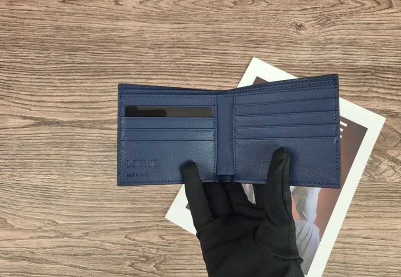 Loewe Bi-fold Leather Wallet Navy Gray Black - Image 7