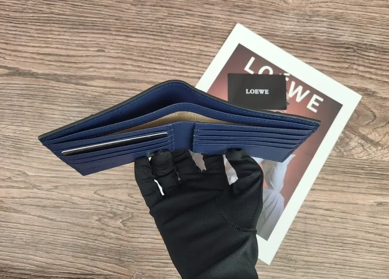 Loewe Bi-fold Leather Wallet Navy Gray Black - Image 8