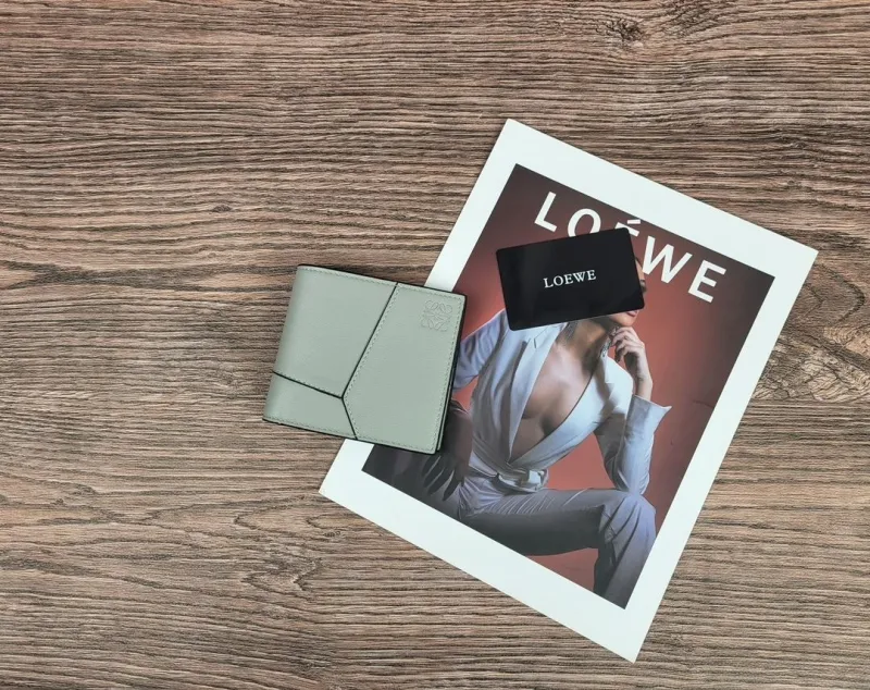 LOEWE Light Gray Leather Bifold Wallet