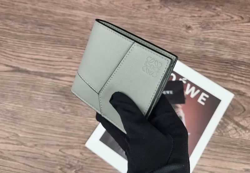 LOEWE Light Gray Leather Bifold Wallet - Image 6