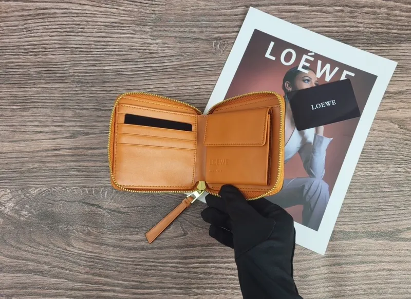 LOEWE Tan Leather Zip Wallet - Image 7
