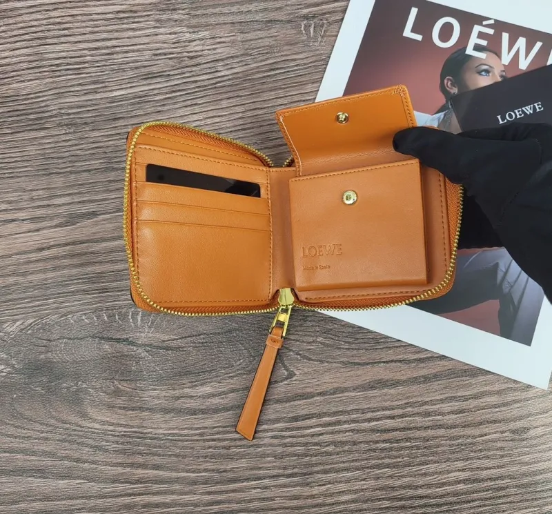 LOEWE Tan Leather Zip Wallet - Image 8