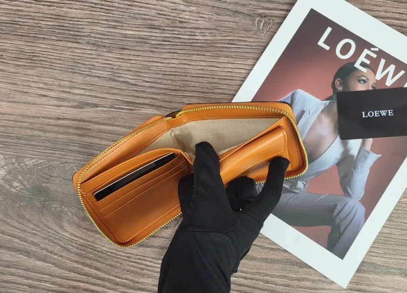 LOEWE Tan Leather Zip Wallet - Image 9