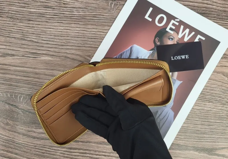 LOEWE Brown Zip Around Leather Wallet - Image 8