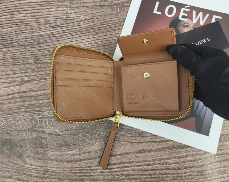 LOEWE Brown Zip Around Leather Wallet - Image 9