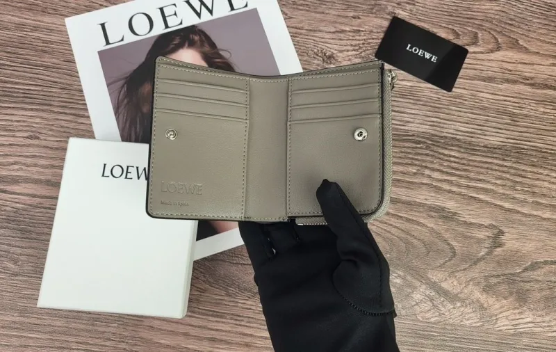 LOEWE Green Gray White Colorblock Zip Wallet - Image 6