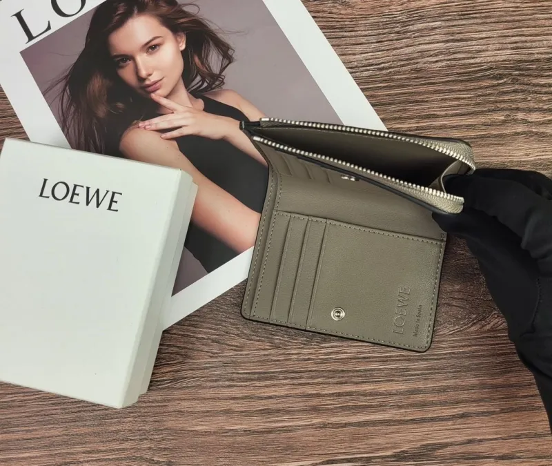 LOEWE Green Gray White Colorblock Zip Wallet - Image 9