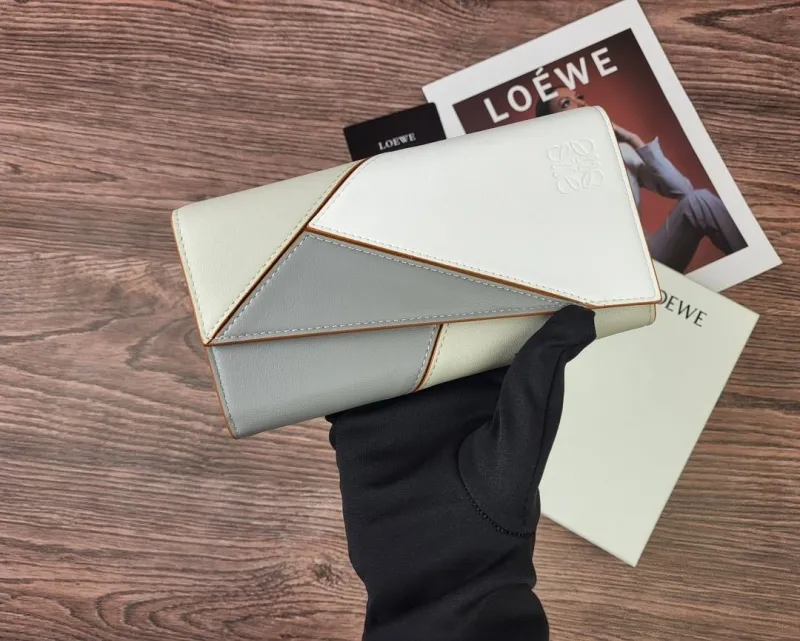 LOEWE 165 Light Gray White Long Wallet - Image 3