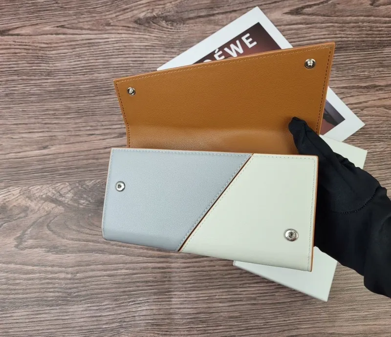 LOEWE 165 Light Gray White Long Wallet - Image 6