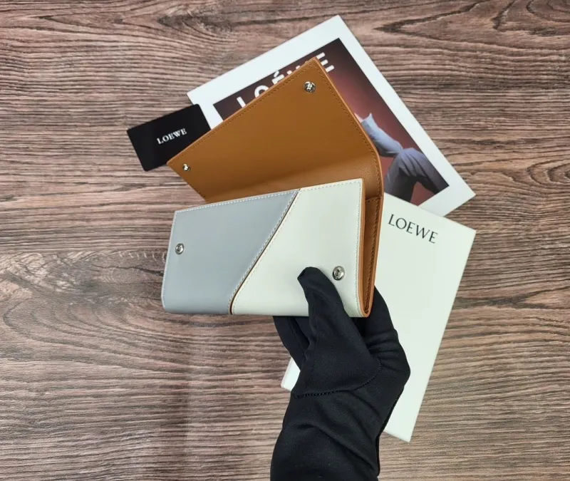 LOEWE 165 Light Gray White Long Wallet - Image 8