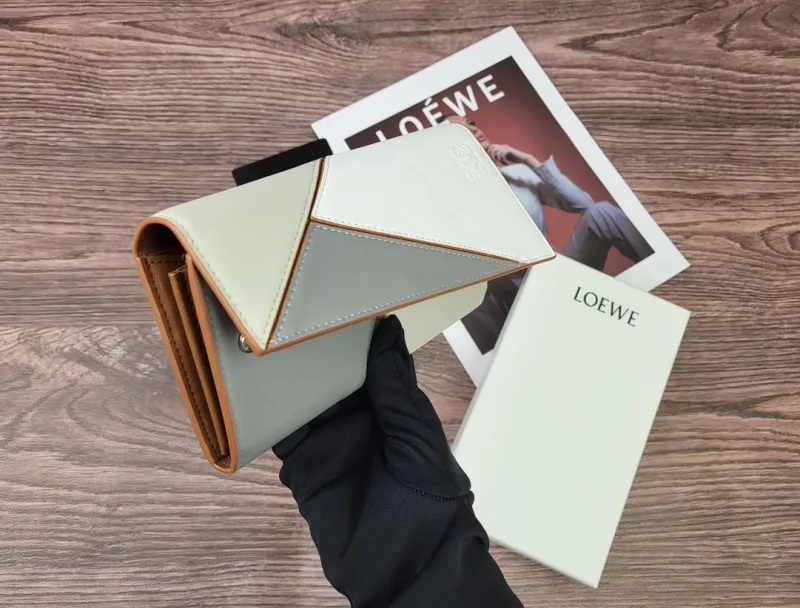 LOEWE 165 Light Gray White Long Wallet - Image 9