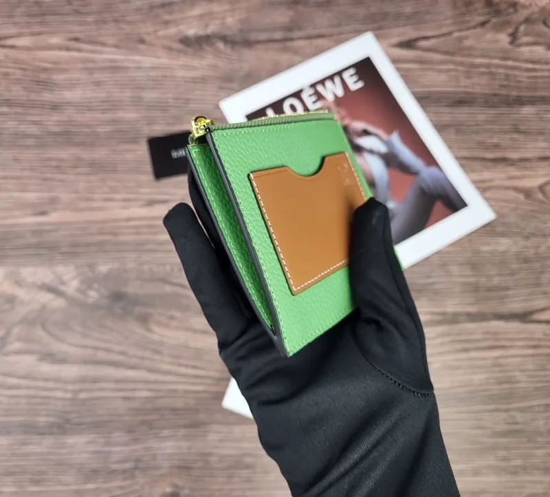 LOEWE Green Tan Zip Card Wallet - Image 3