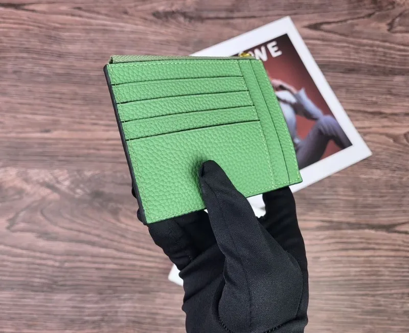 LOEWE Green Tan Zip Card Wallet - Image 4
