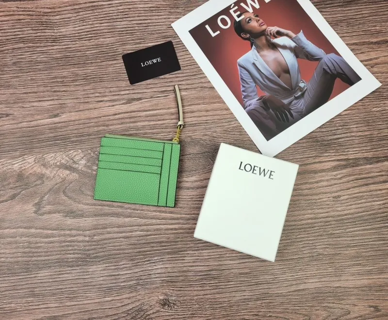 LOEWE Green Tan Zip Card Wallet - Image 5