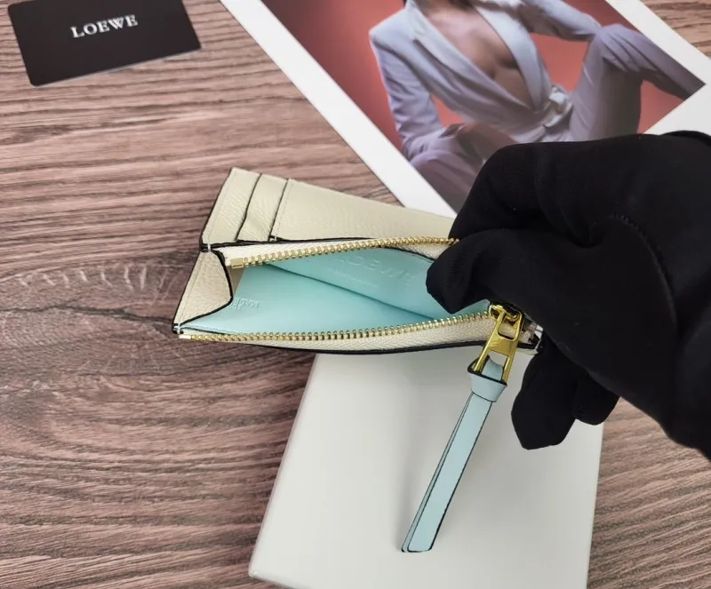 LOEWE Cream Mint Zip Card Wallet 171 - Image 5