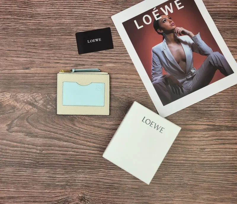 LOEWE Cream Mint Zip Card Wallet 171 - Image 6